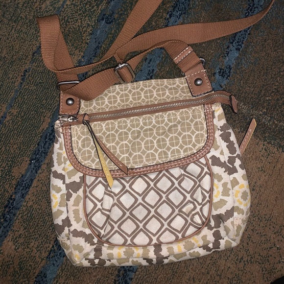 A fun and funky retro inspired canvas crossbody by Fossil - Picture 1 of 5
